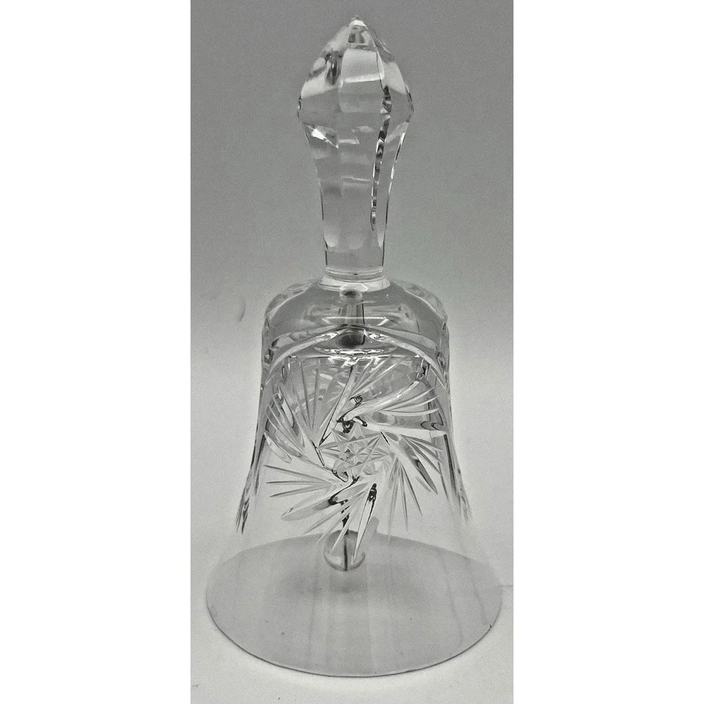 Bell Cut Clear Crystal Bell Pinwheel Star Pattern Decor 5